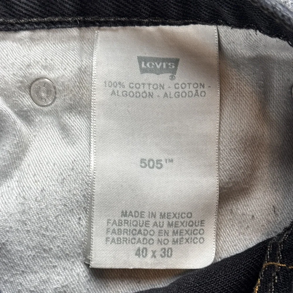 Levi's 505 Men's W40 L30 Black Denim Jeans Regular Fit Straight Leg Pants
